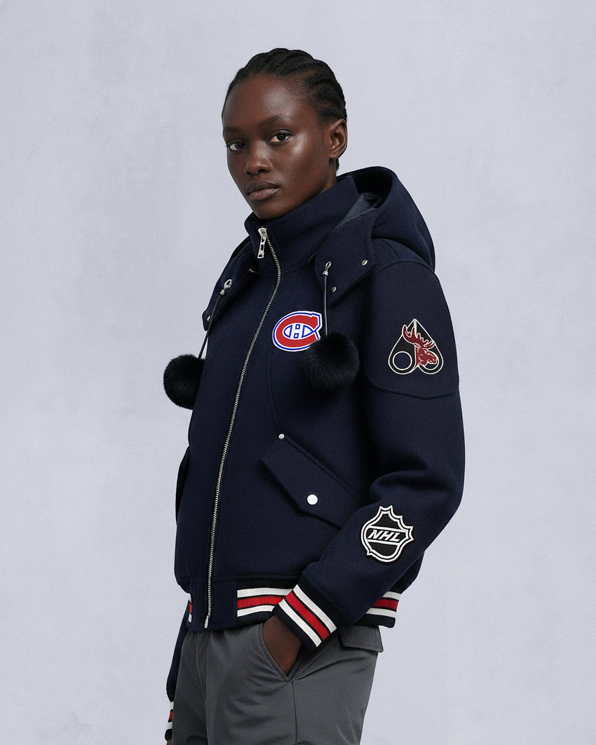 NHL X MOOSE KNUCKLES CANADIENS BOMBER JACKET-NAVY/RED/BONE/BLACK