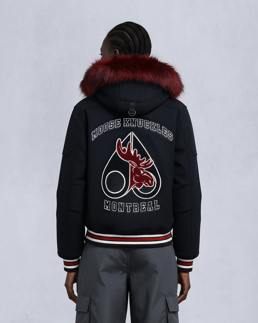 NHL X MOOSE KNUCKLES TEAM BOMBER JACKET-BLACK/SUMAC/BONE