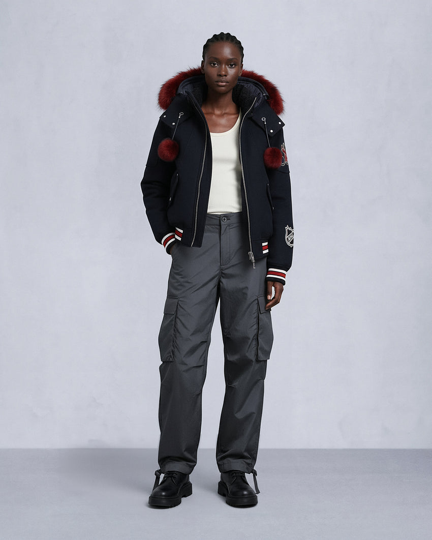 NHL X MOOSE KNUCKLES TEAM BOMBER JACKET-BLACK/SUMAC/BONE