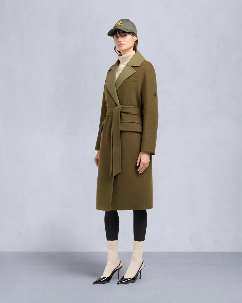 LAFLEUR WOOL LONG WRAP COAT-BLACK