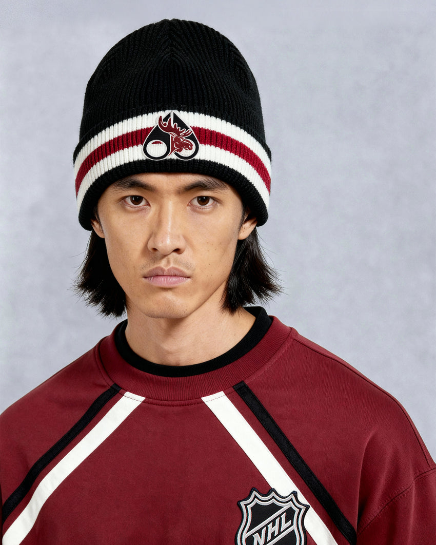 NHL X MOOSE KNUCKLES BEANIE-BLACK/SUMAC/BONE