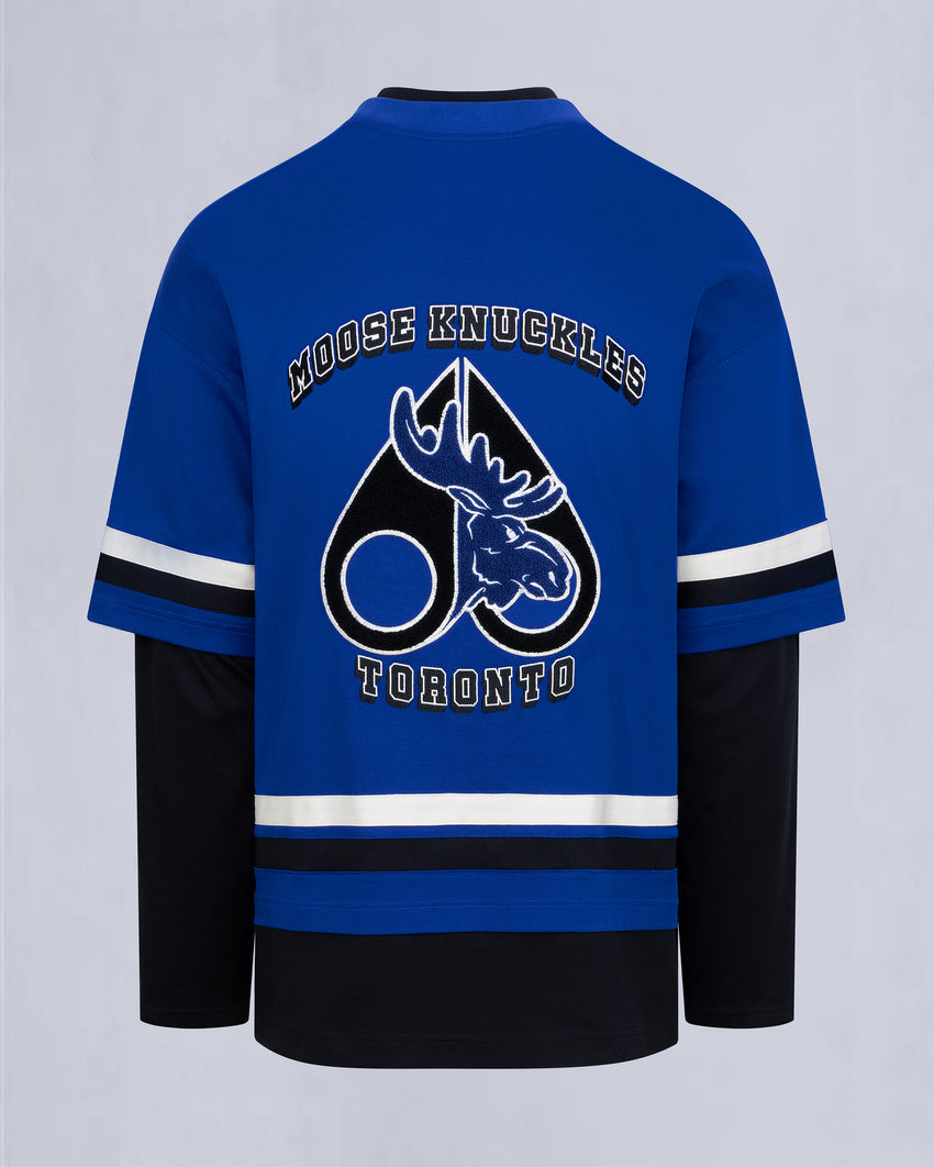 NHL X MOOSE KNUCKLES MAPLE LEAFS TEE-BLUE/BLACK/BONE