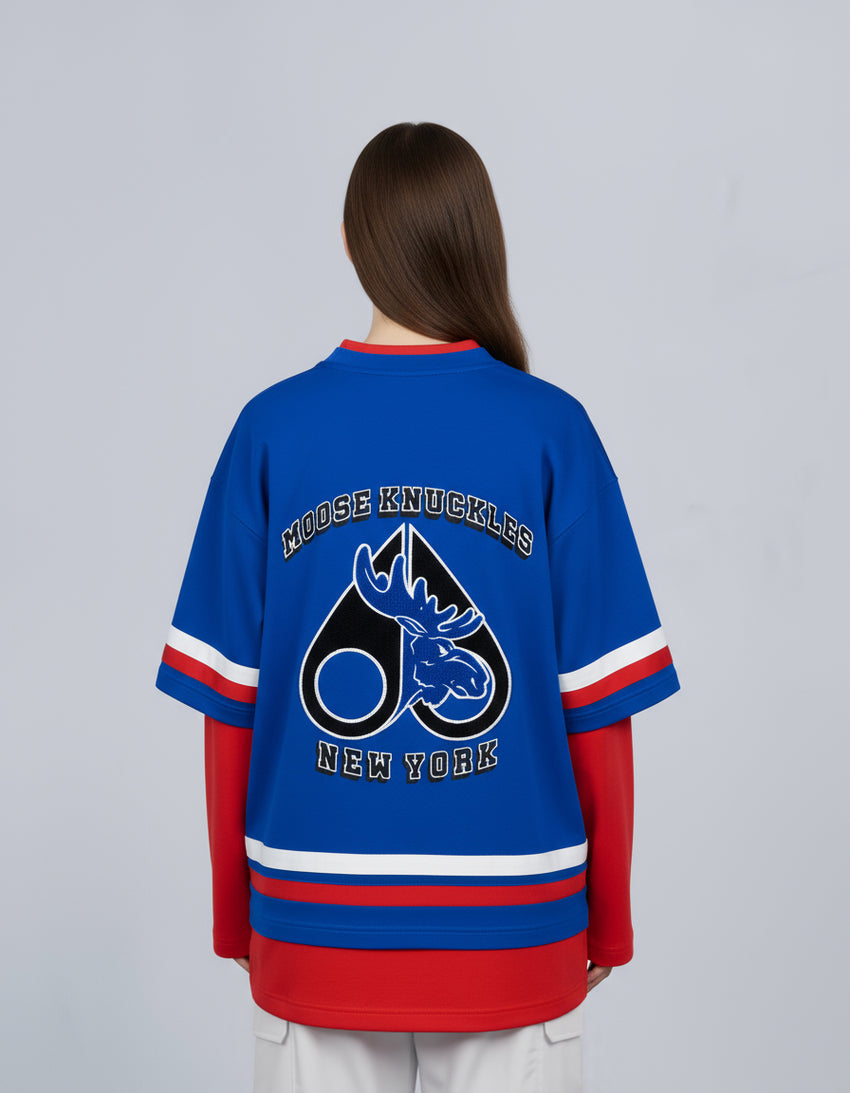 NHL X MOOSE KNUCKLES RANGERS TEE-RANGERS BLUE/RED/BONE