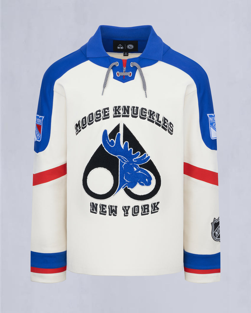 NHL X MOOSE KNUCKLES RANGERS POLO-BONE/RANGERS BLUE/RED
