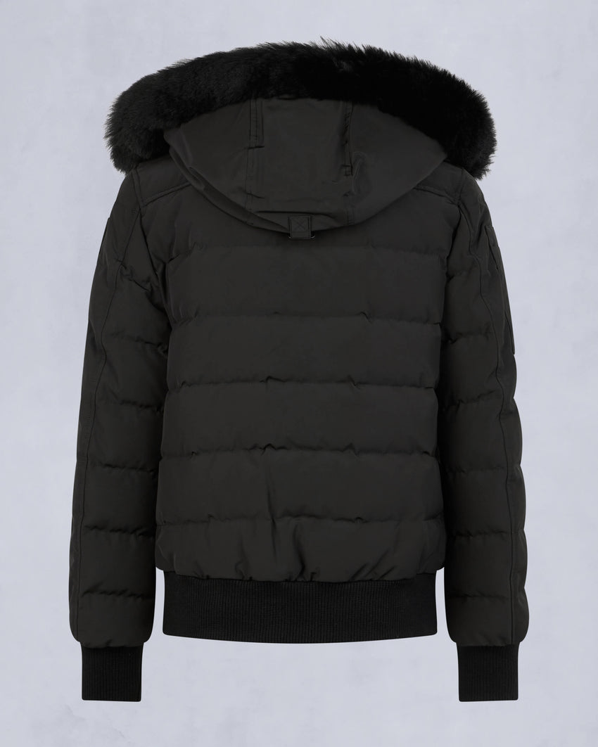 ONYX LADRIERE SHEARLING TRIM BOMBER JACKET-GREY BIRCH/ICE