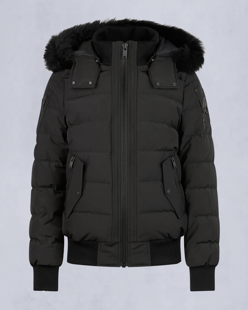 ONYX LADRIERE SHEARLING TRIM BOMBER JACKET-GREY BIRCH/ICE