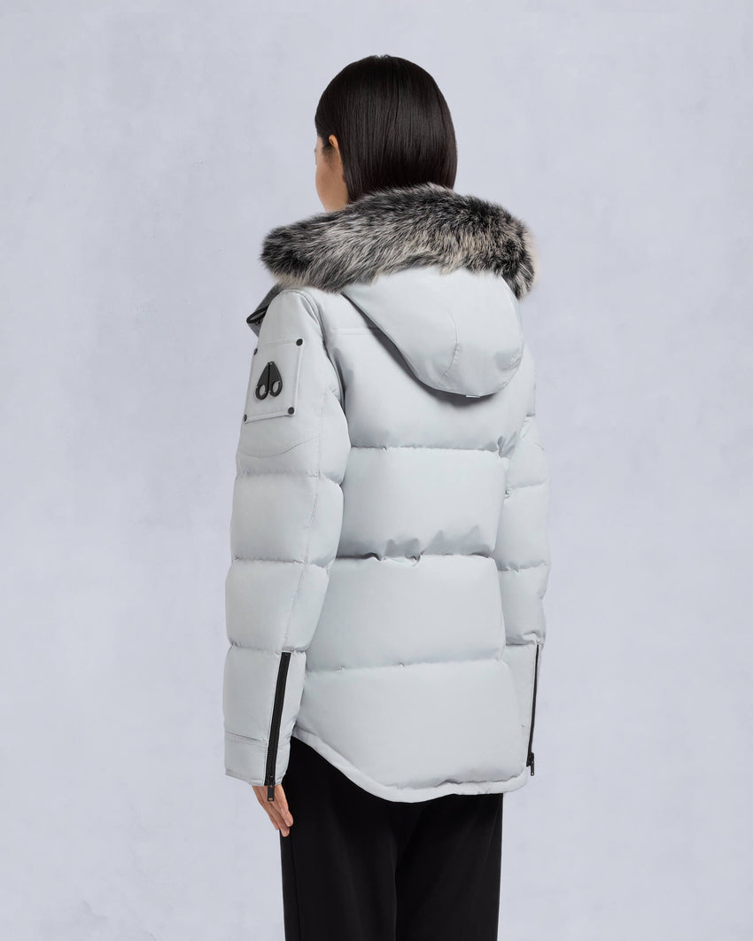 ONYX ANGUILLE SHEARLING TRIM JACKET-GREY BIRCH/ICE