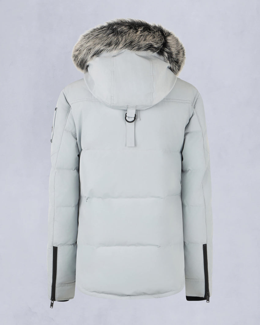 ONYX ANGUILLE SHEARLING TRIM JACKET-GREY BIRCH/ICE