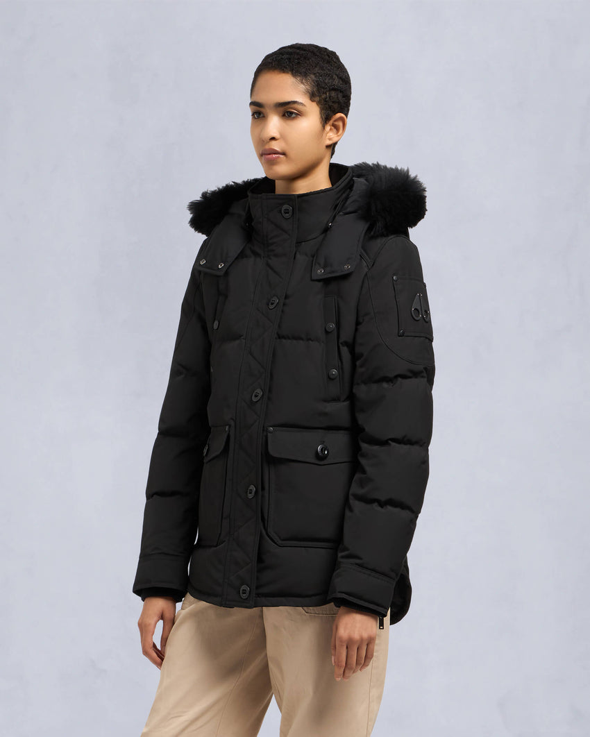 ONYX ANGUILLE SHEARLING TRIM JACKET-GREY BIRCH/ICE