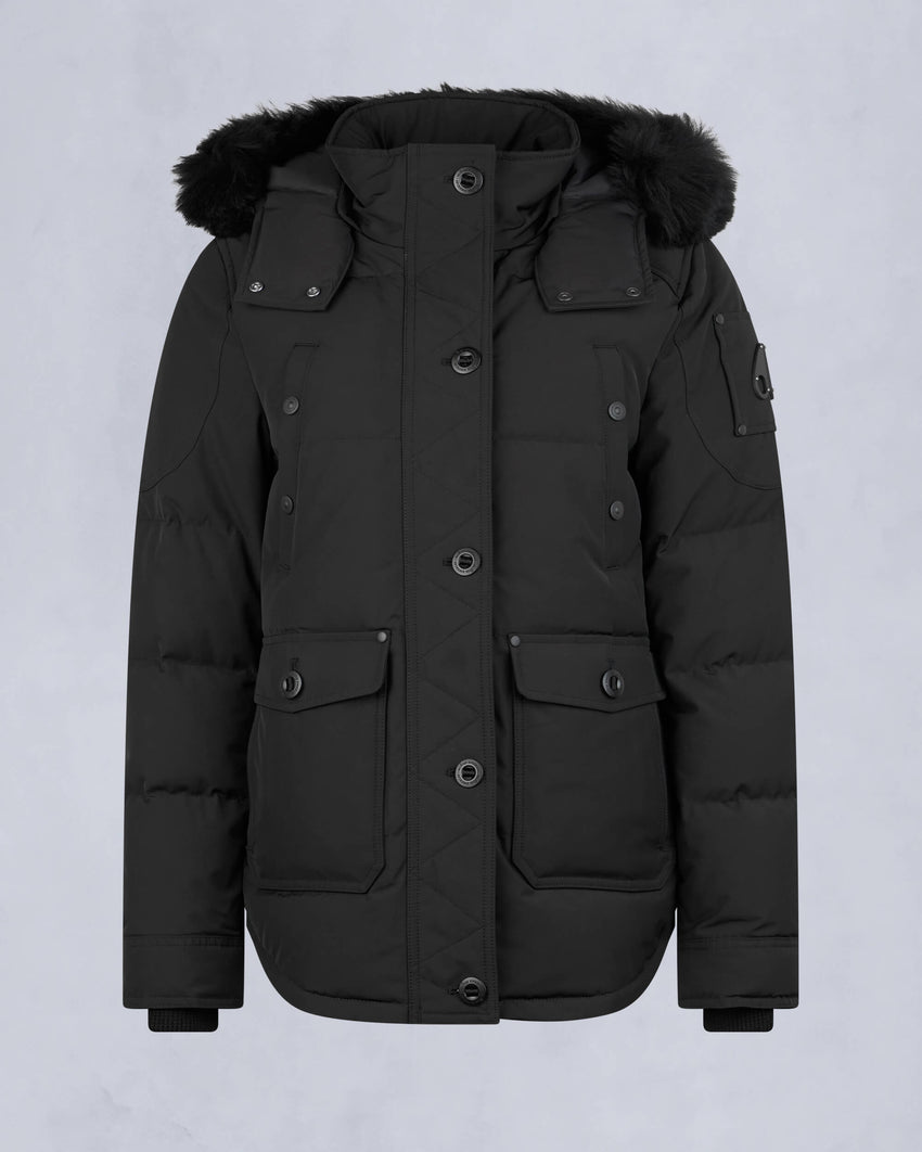 ONYX ANGUILLE SHEARLING TRIM JACKET-GREY BIRCH/ICE