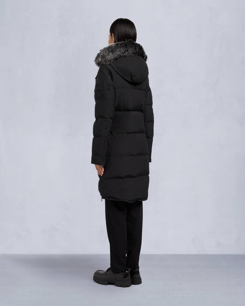 ONYX SHEARLING TRIM CAUSAPSCAL PARKA-BLACK/ICE