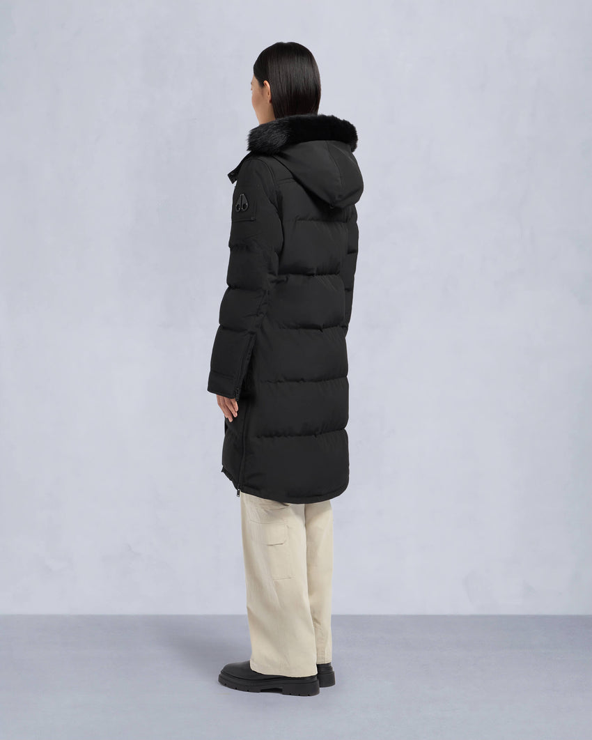 ONYX SHEARLING TRIM CAUSAPSCAL PARKA-BLACK/ICE