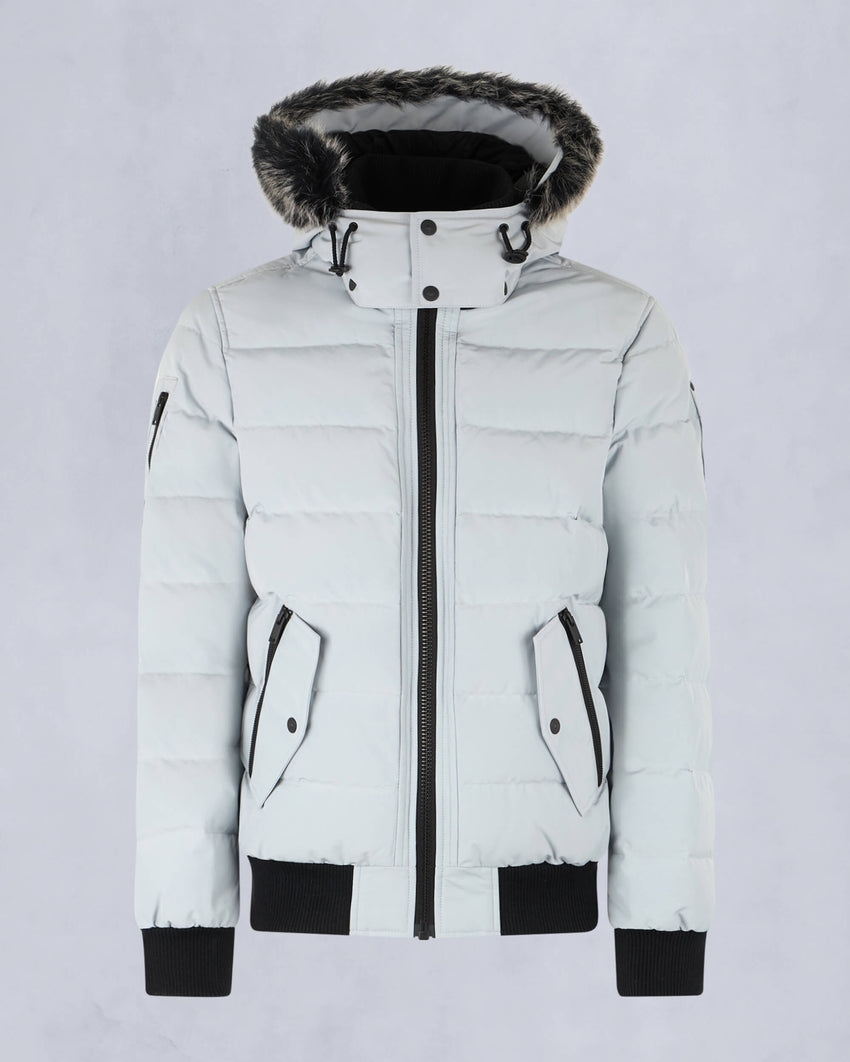ONYX SCOTCHTOWN SHEARLING TRIM BOMBER JACKET-BLACK/ICE
