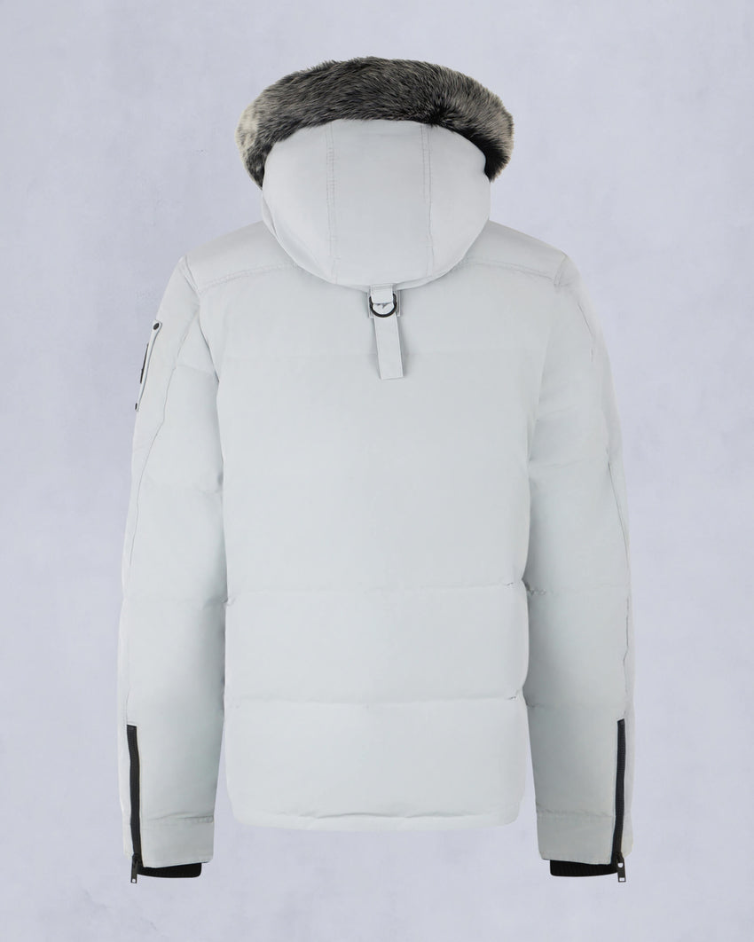 ONYX ROUND ISLAND SHEARLING TRIM JACKET-BLACK/ICE