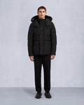 ONYX ROUND ISLAND SHEARLING TRIM JACKET-BLACK/ICE