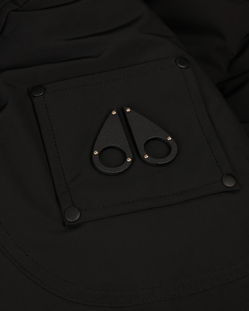 ONYX ROUND ISLAND SHEARLING TRIM JACKET-BLACK/ICE