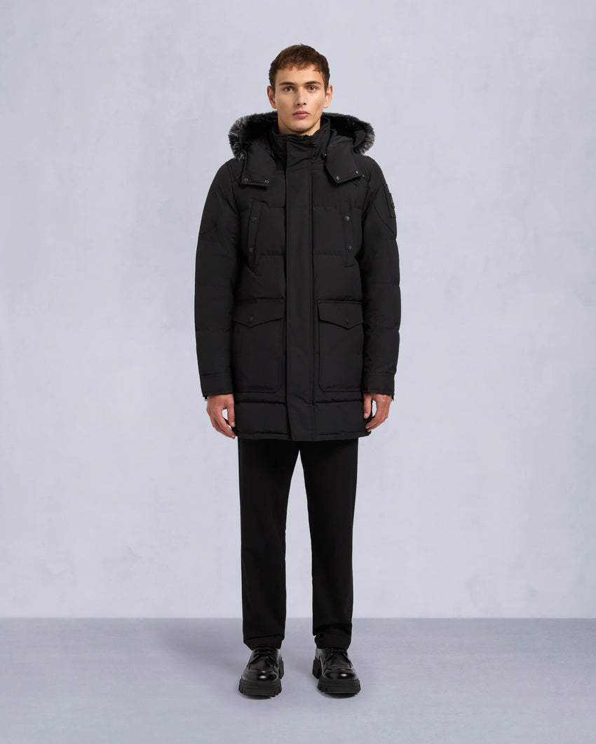 ONYX SHEARLING TRIM BIG RIDGE PARKA-BLACK/ICE