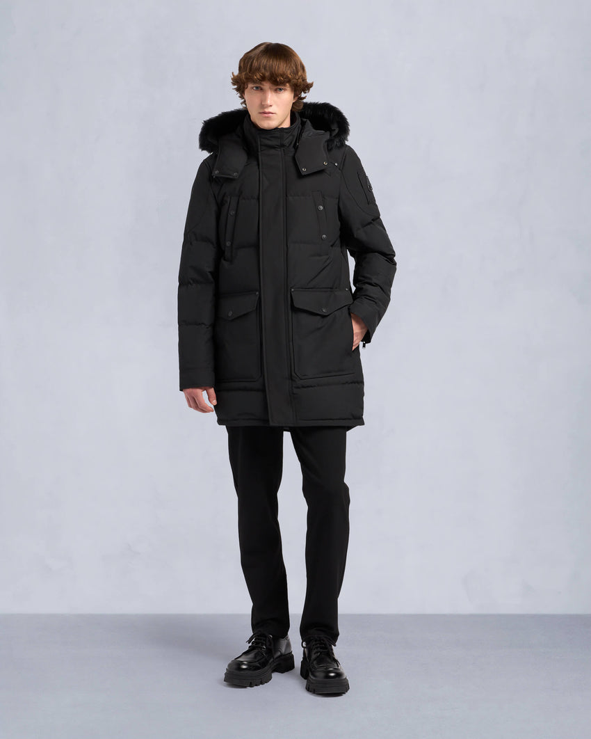 ONYX SHEARLING TRIM BIG RIDGE PARKA-BLACK/ICE