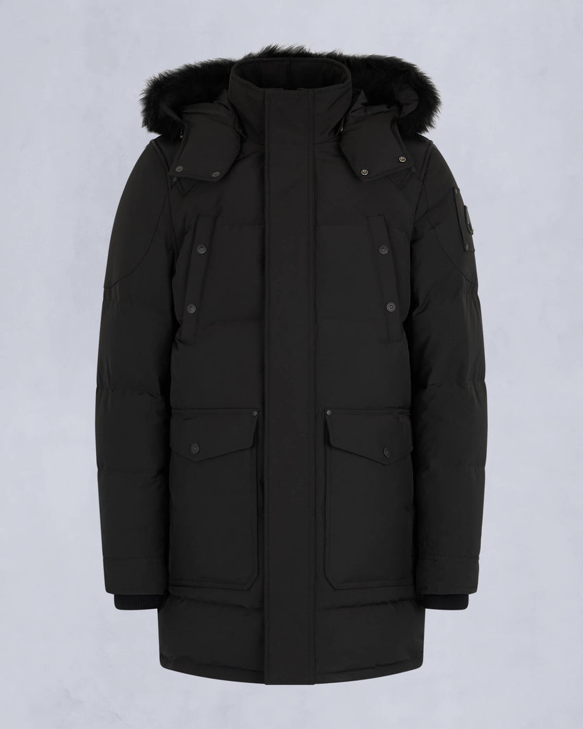 ONYX SHEARLING TRIM BIG RIDGE PARKA-BLACK/ICE