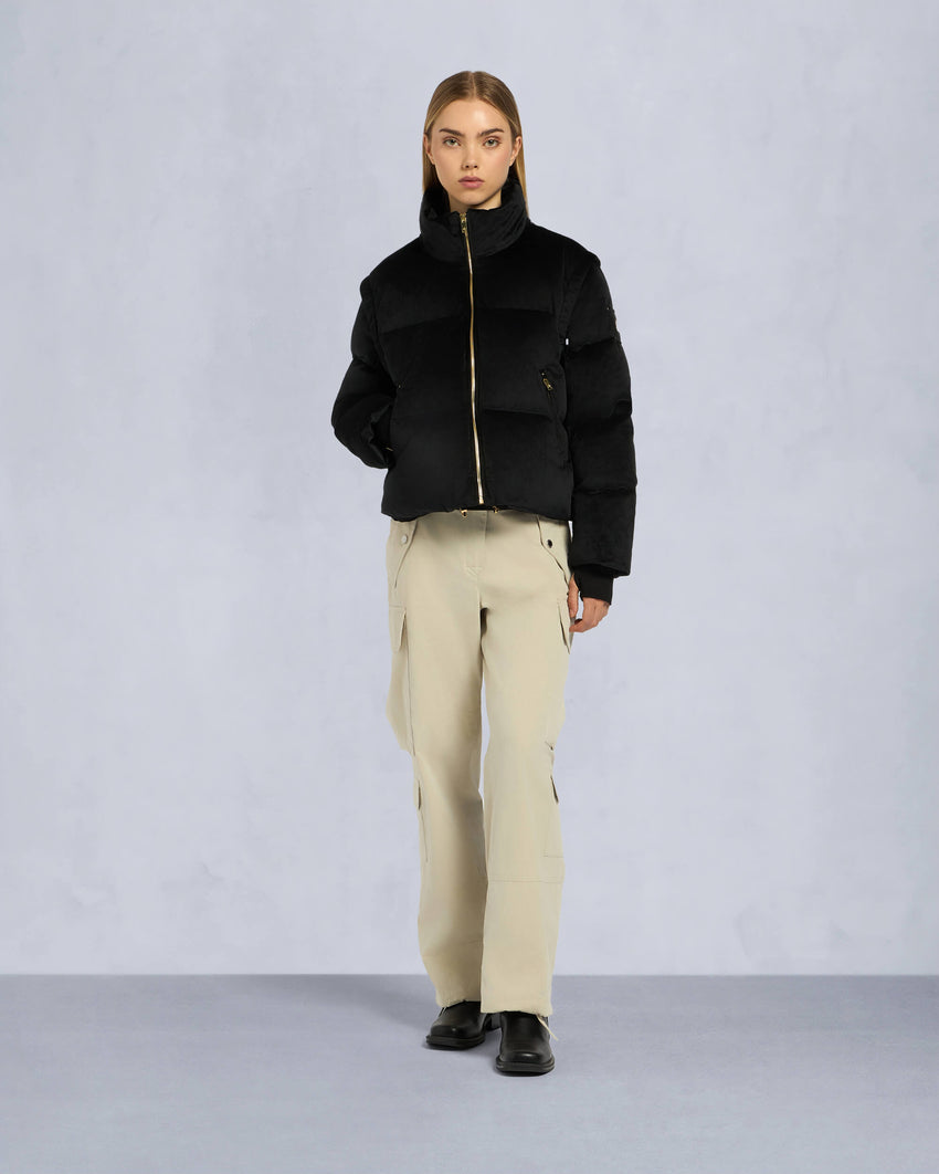 GOLD SERIES MISTI VELOUR PUFFER-BLACK