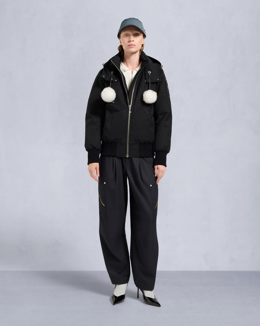 ORIGINAL DEBBIE SHEARLING TRIM BOMBER JACKET-OXYGEN