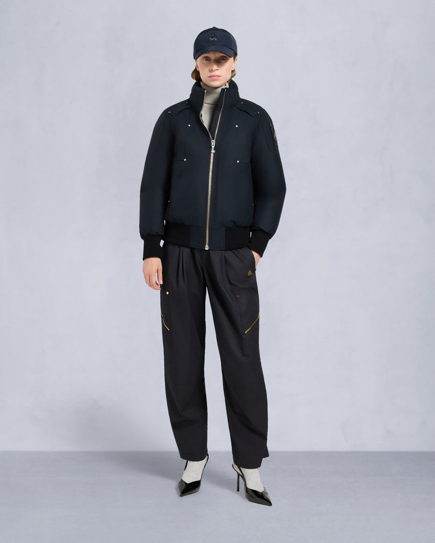 ORIGINAL DEBBIE SHEARLING TRIM BOMBER JACKET-OXYGEN