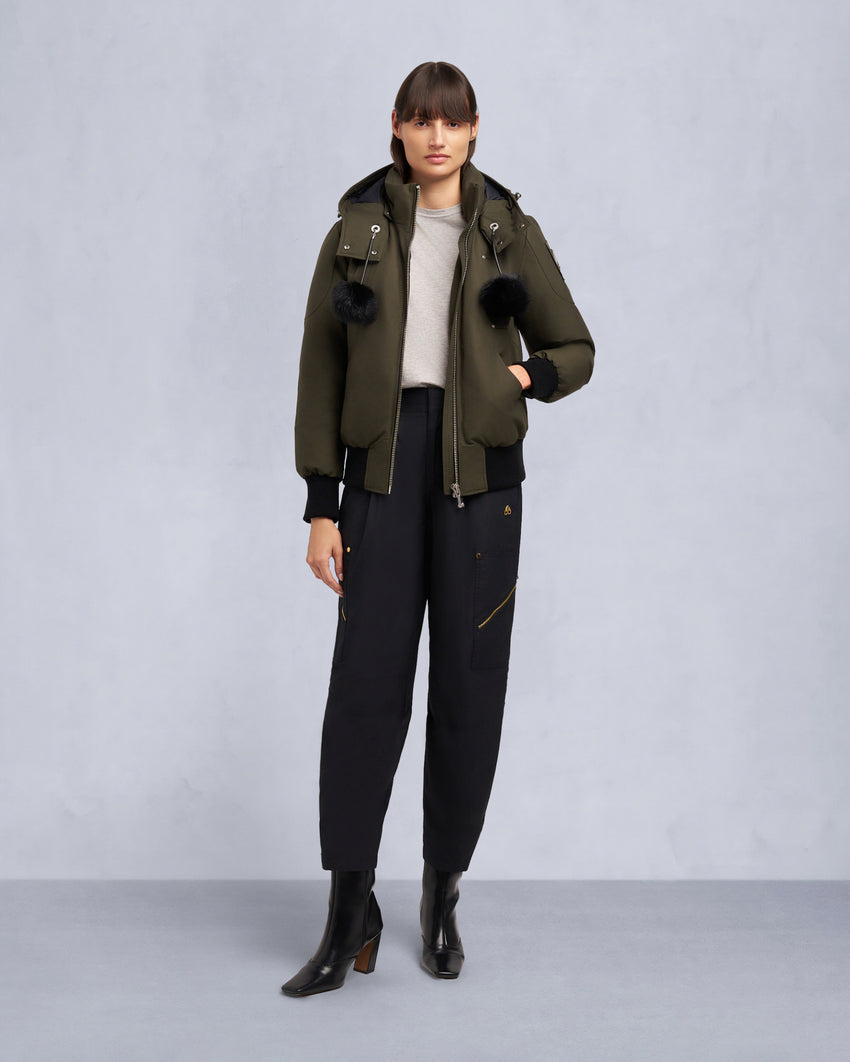 ORIGINAL DEBBIE SHEARLING TRIM BOMBER JACKET-OXYGEN
