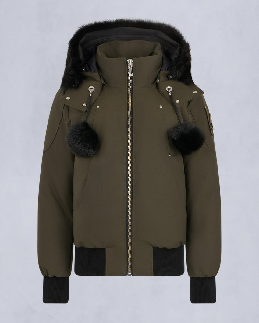 ORIGINAL DEBBIE SHEARLING TRIM BOMBER JACKET-OXYGEN