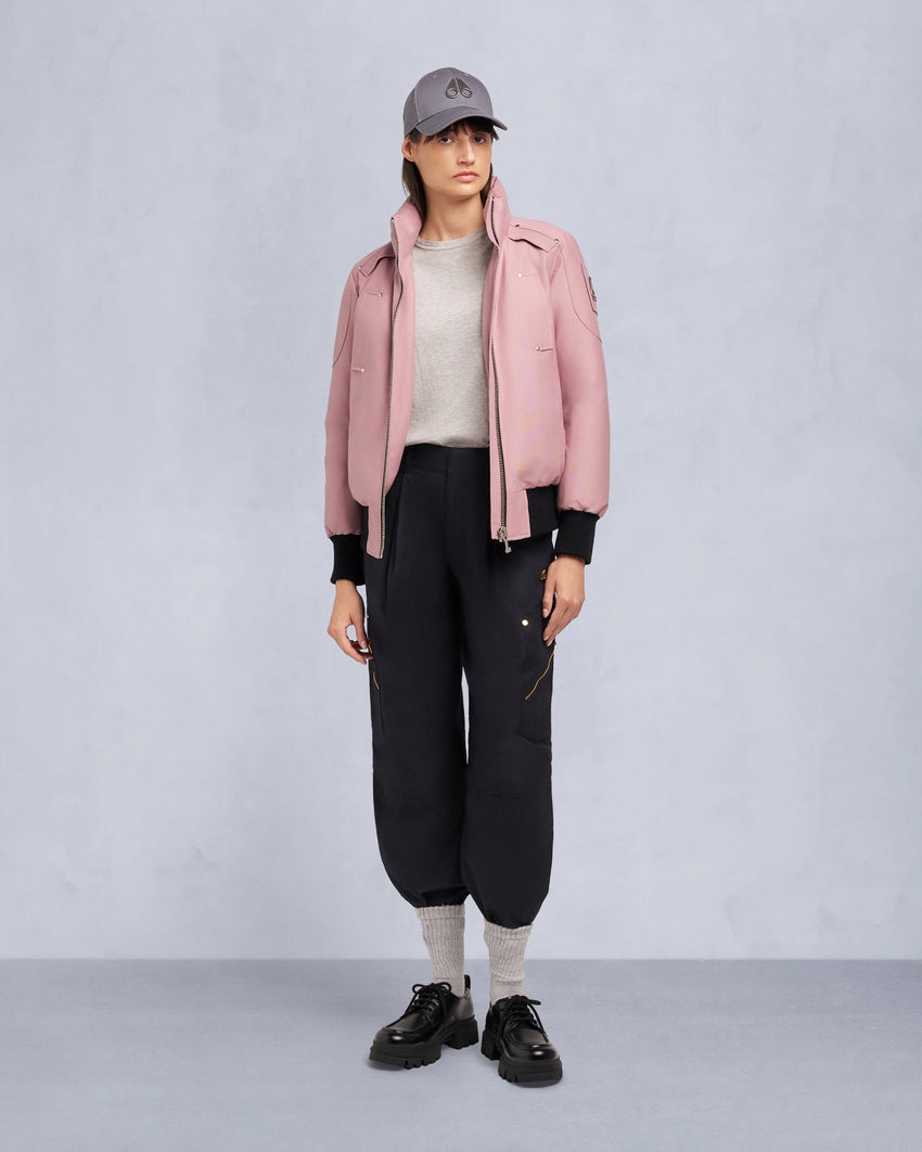 ORIGINAL DEBBIE SHEARLING TRIM BOMBER JACKET-OXYGEN