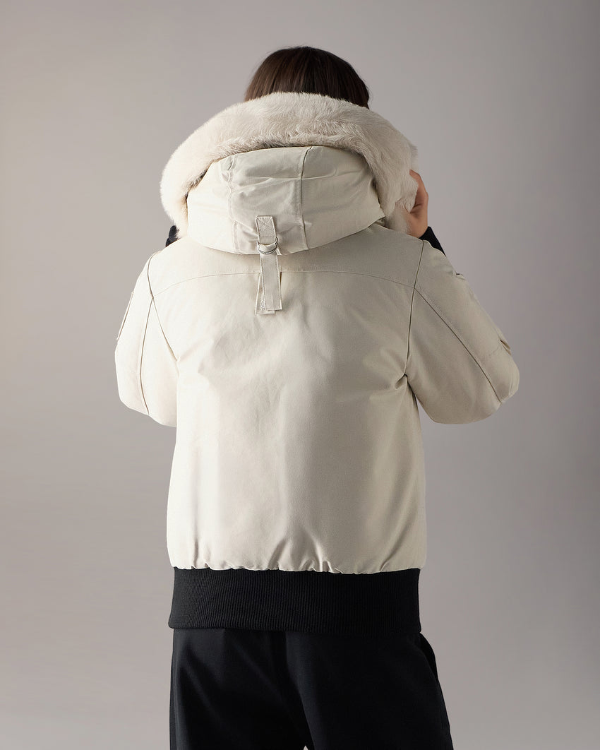 ORIGINAL DEBBIE SHEARLING TRIM BOMBER JACKET-OXYGEN