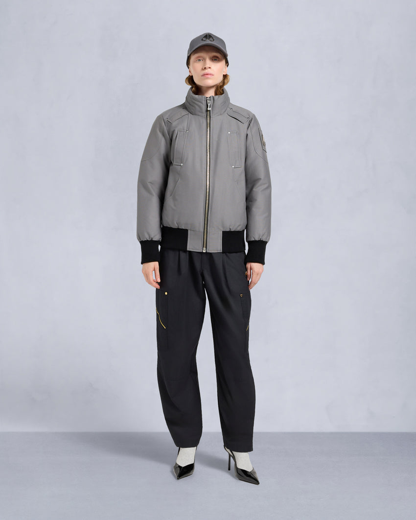 ORIGINAL DEBBIE SHEARLING TRIM BOMBER JACKET-OXYGEN