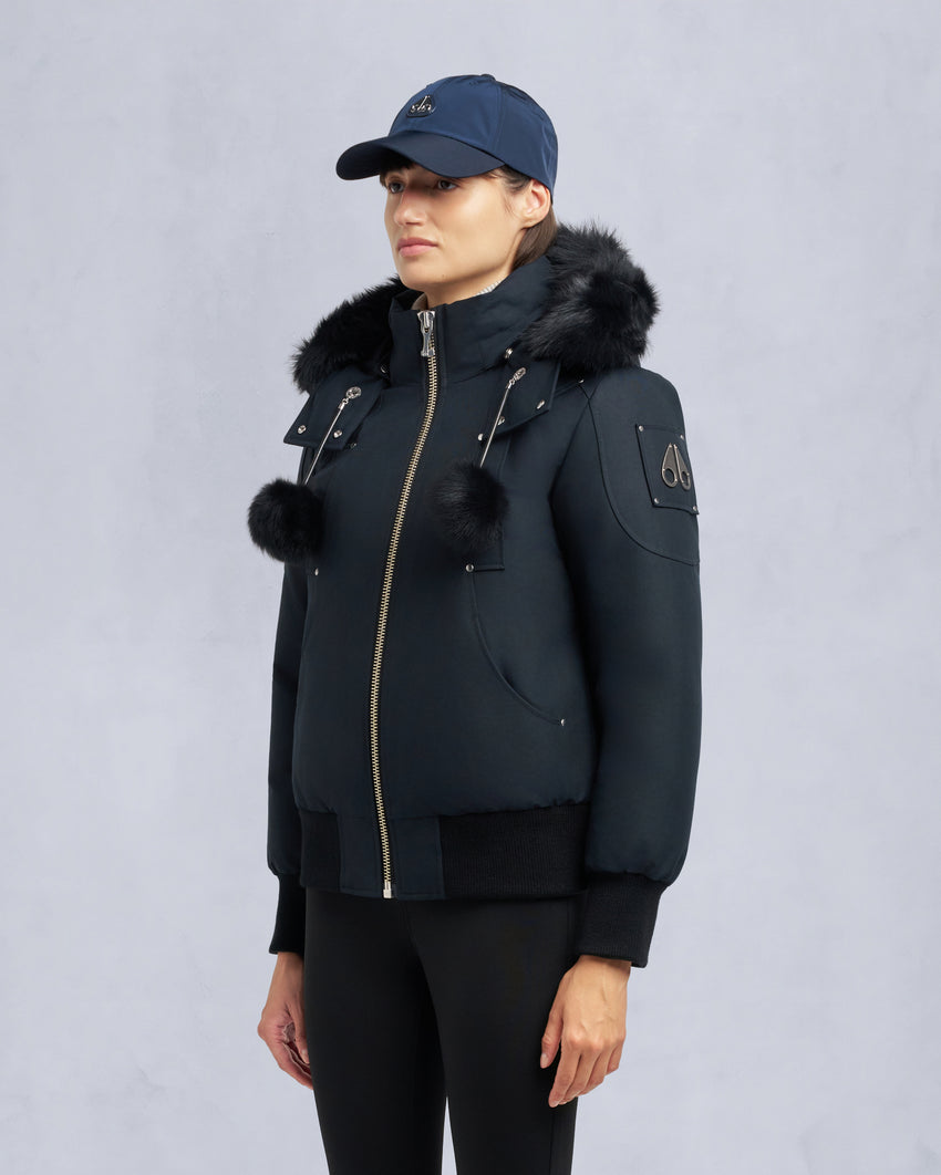ORIGINAL DEBBIE SHEARLING TRIM BOMBER JACKET-OXYGEN