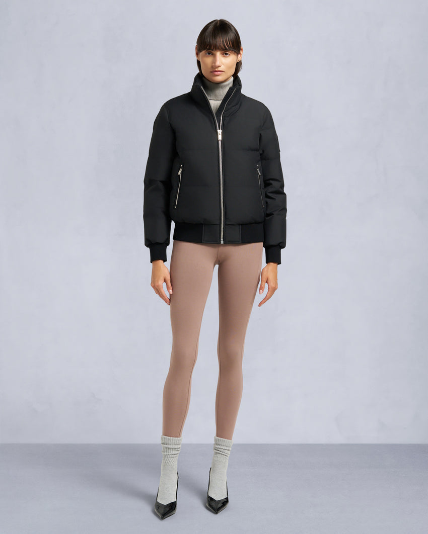 CLOUD SHEARLING TRIM BOMBER JACKET-BLACK/BLACK