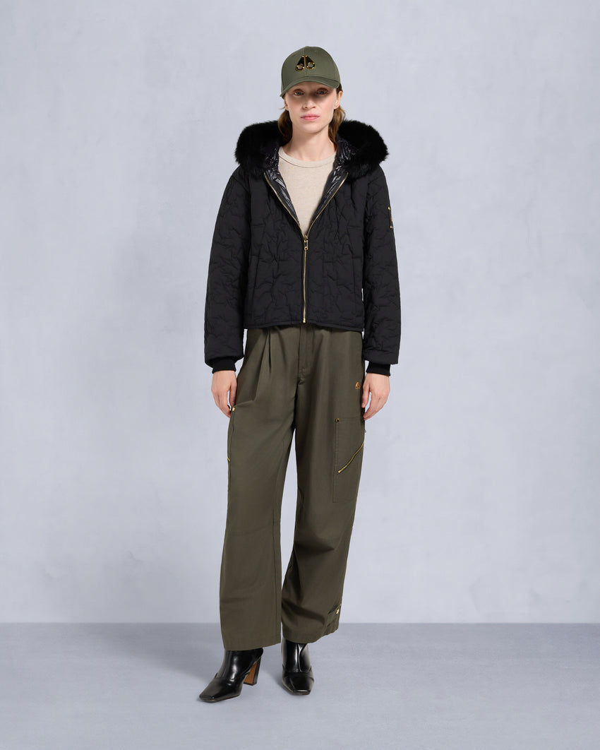 GOLD SERIES LOGAN SHEARLING TRIM BOMBER JACKET-DARK OLIVE/MOSS