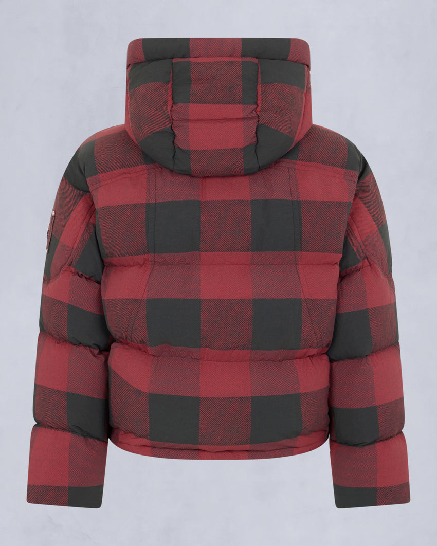 AKAI CROPPED PUFFER-SUMAC BLACK PLAID/BLACK