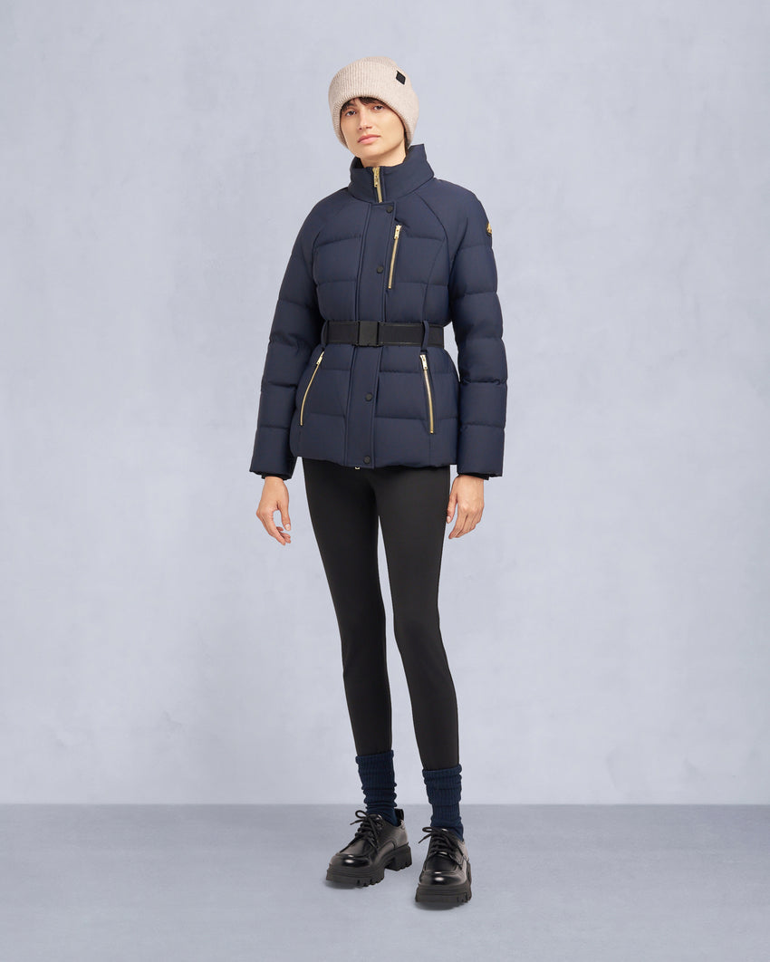 GOLD SERIES NYLUXE CAMBRIA SHEARLING TRIM JACKET-DARK OLIVE/BLACK