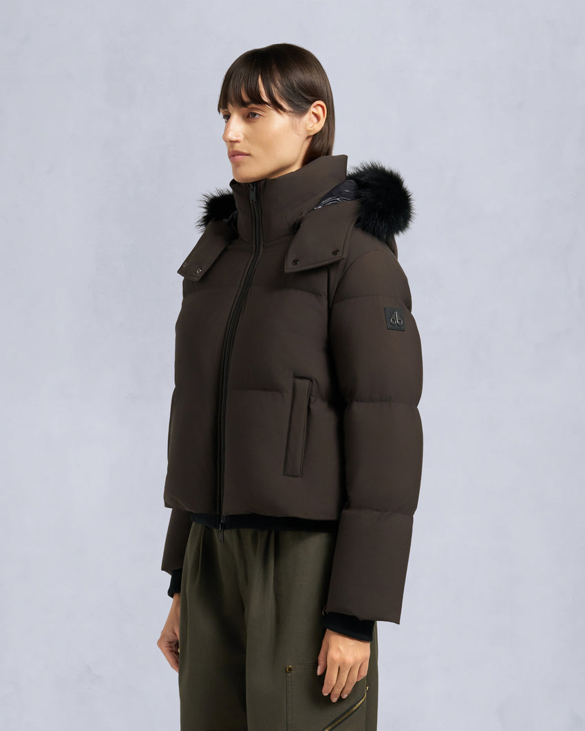 NYLUXE MISTI PUFFER-ESPRESSO/BLACK