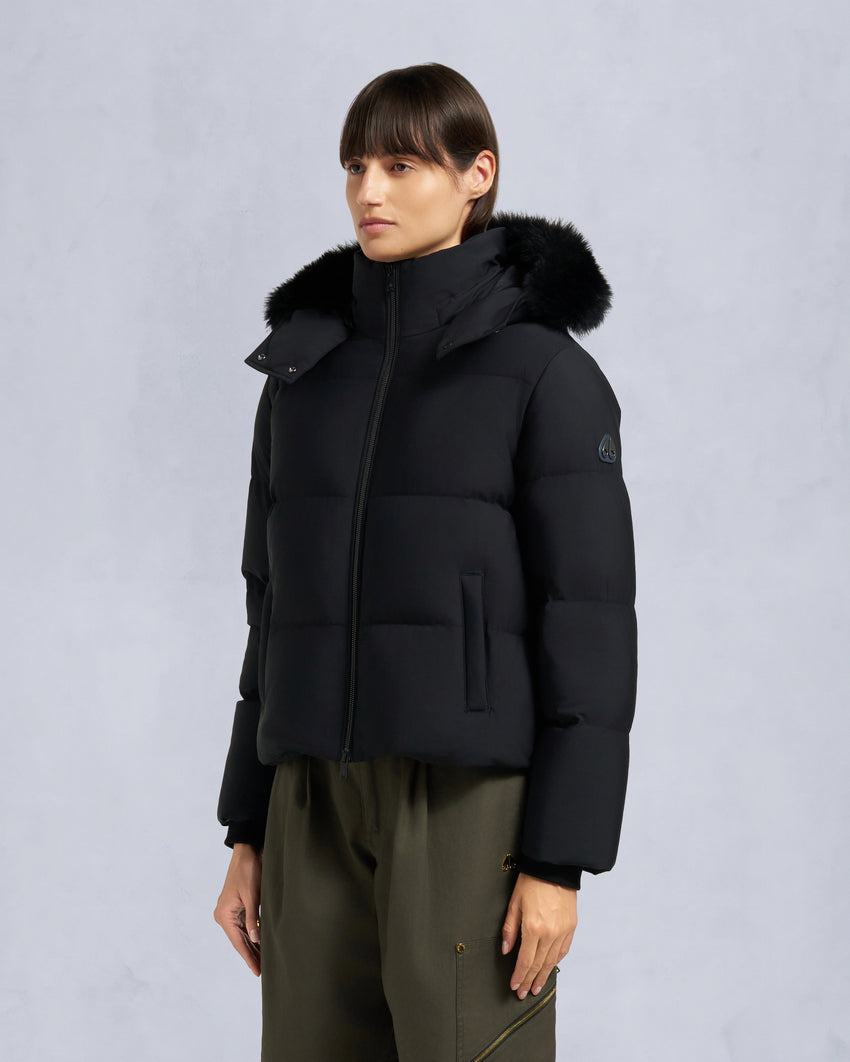 NYLUXE MISTI PUFFER-ESPRESSO/BLACK