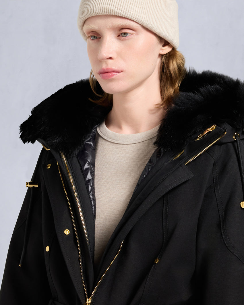 GOLD SERIES NOVA SHEARLING TRIM  3Q JACKET -BLACK/BLACK