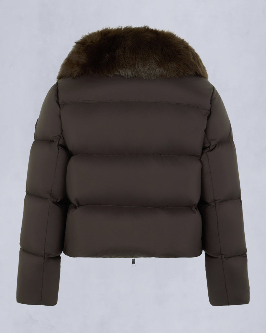 BELLE DUNE SHORT SHEARLING TRIM PUFFER-NAVY