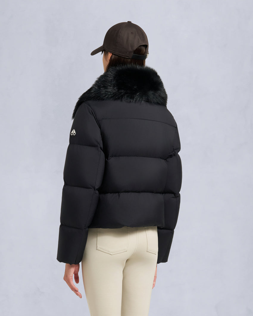 BELLE DUNE SHORT SHEARLING TRIM PUFFER-NAVY