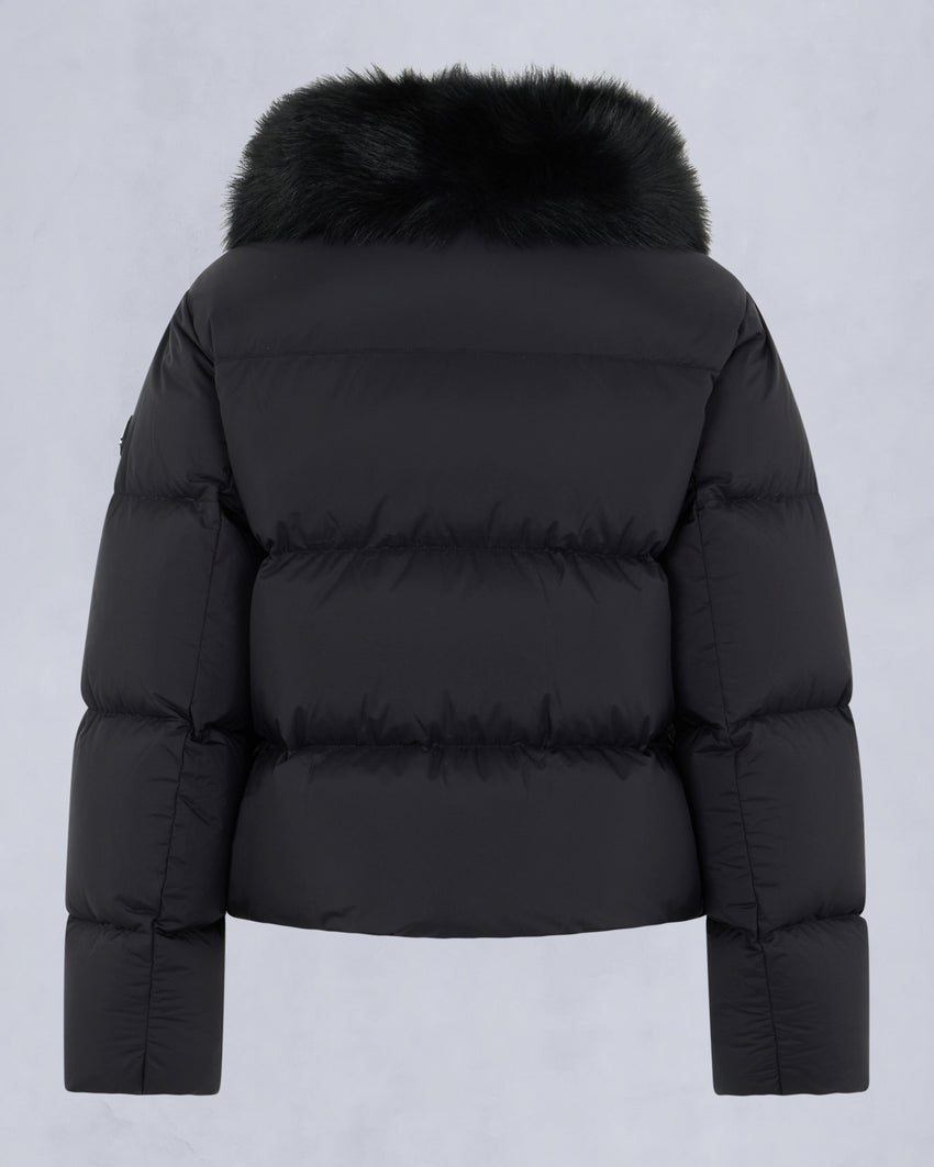 BELLE DUNE SHORT SHEARLING TRIM PUFFER-NAVY