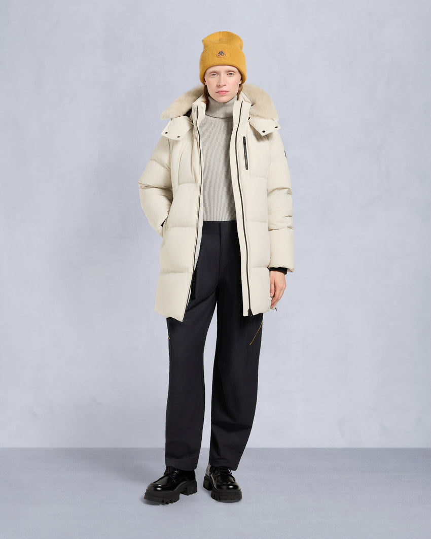 NYLUXE CHELIA SHEARLING TRIM 3Q JACKET-NAVY/BLACK