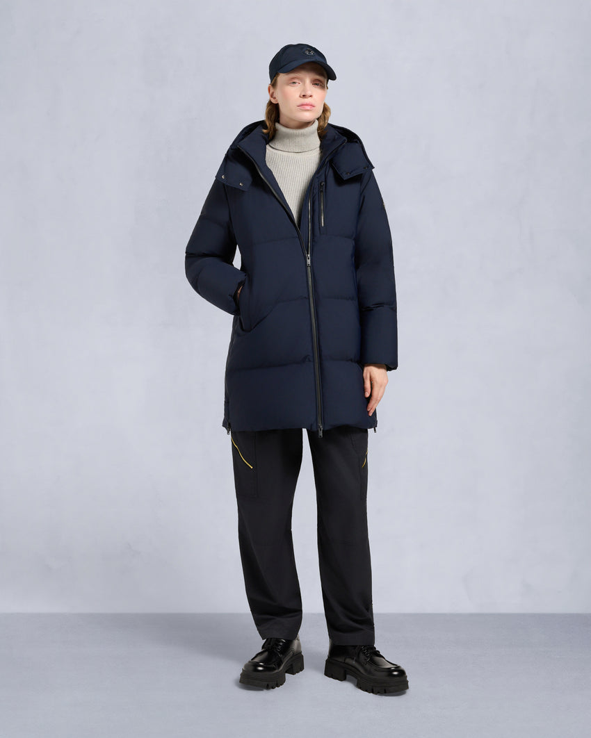 NYLUXE CHELIA SHEARLING TRIM 3Q JACKET-NAVY/BLACK