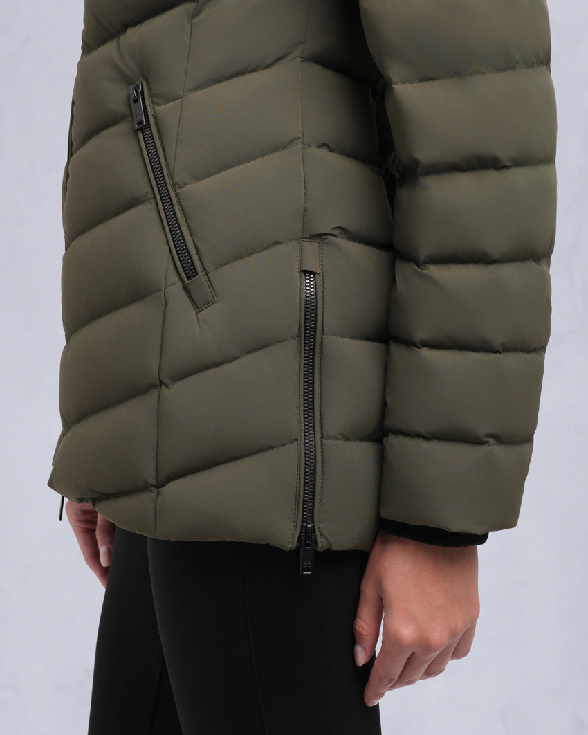 ROSELAWN SHEARLING TRIM JACKET-NAVY/BLACK