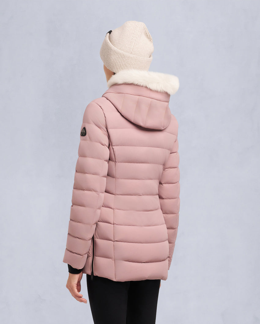 ROSELAWN SHEARLING TRIM JACKET-NAVY/BLACK