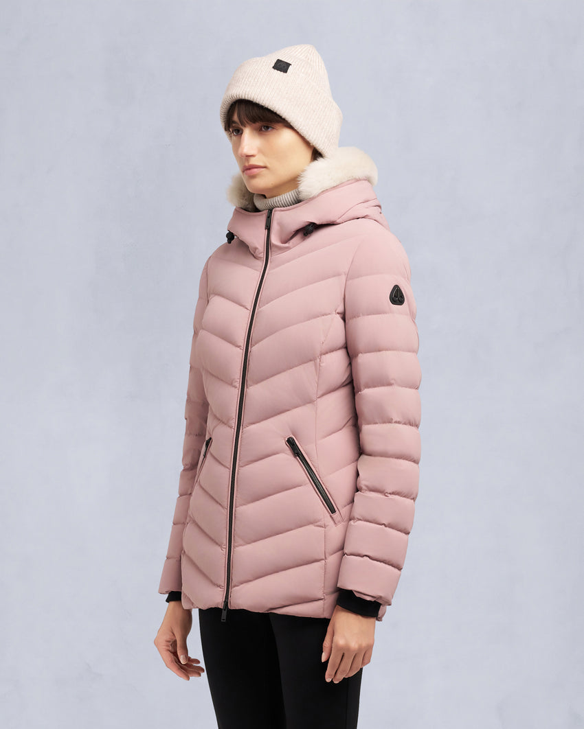 ROSELAWN SHEARLING TRIM JACKET-NAVY/BLACK