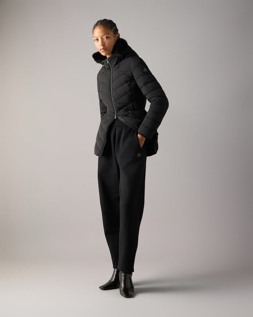 ROSELAWN SHEARLING TRIM JACKET-NAVY/BLACK