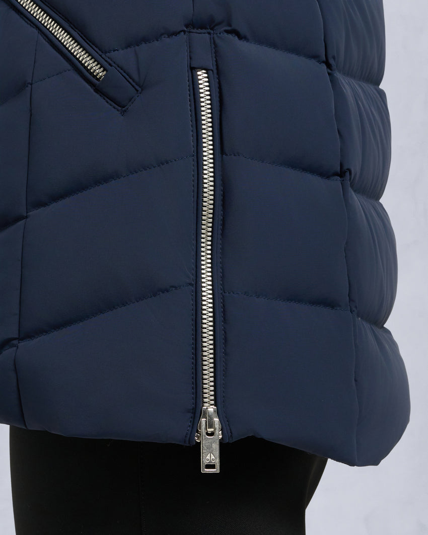 ROSELAWN SHEARLING TRIM JACKET-NAVY/BLACK