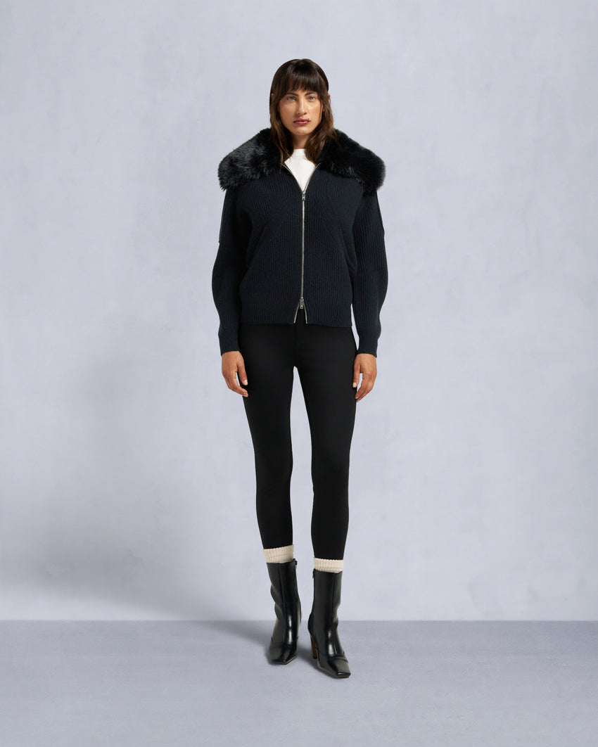 CORINA FULL-ZIP SWEATER-NAVY